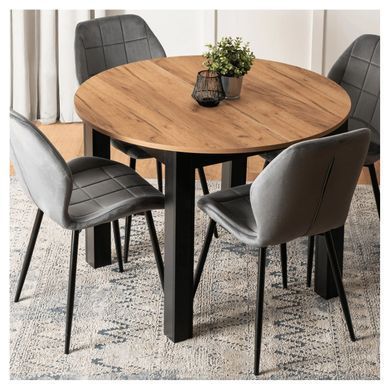Стол раскладной круглый MEBEL ELITE JAMES 103(223)х103 Дуб крафт/черный фотография