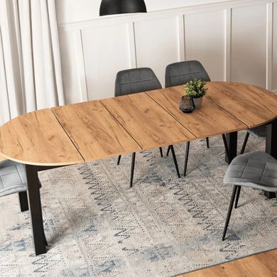 Стол раскладной круглый MEBEL ELITE JAMES 103(223)х103 Дуб крафт/черный фотография