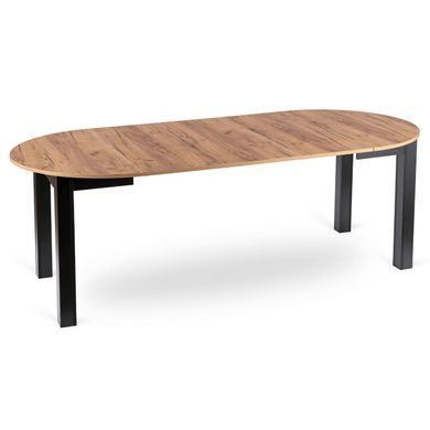 Стол раскладной круглый MEBEL ELITE JAMES 103(223)х103 Дуб крафт/черный фотография