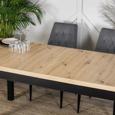 Стіл розкладний MEBEL ELITE HUGO160(230)х80 см Дуб артизан / Чорний фотографія