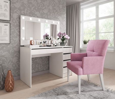 Стол туалетный письменный Perfect Home Ада/Ada 5S/120 с 5 ящиками Белый глянец фотография