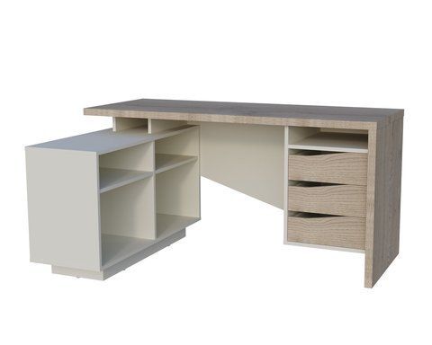 Стол письменный CONNECT 3 L SK Intarsio 1575*786 дуб кремона котта/стоун бейж фотография