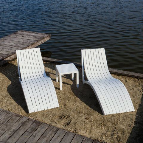 Комплект із 2 шезлонгів Onto Siesta Slim + Стіл Siesta Ocean Side Table - White