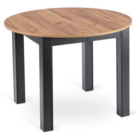 Стіл розкладний круглий MEBEL ELITE JAMES 103(223)х103 Дуб крафт/чорний фотографія