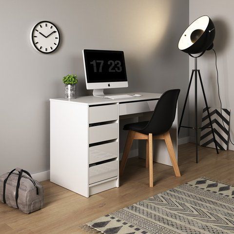 Стіл туалетний письмовий Perfect Home Ада / Ada 5S/120 з 5 шухядами Білий глянець фотографія