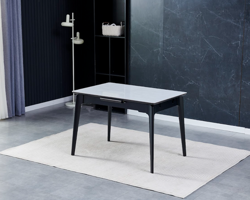 Стол раскладной BERLIN CERAMIC Intarsio 111(140)x75 Серый Глянец Керамика Черный фотография