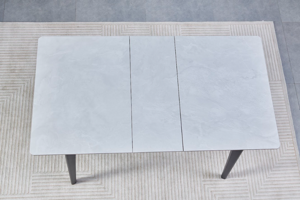 Стол раскладной BERLIN CERAMIC Intarsio 111(140)x75 Серый Глянец Керамика Черный фотография