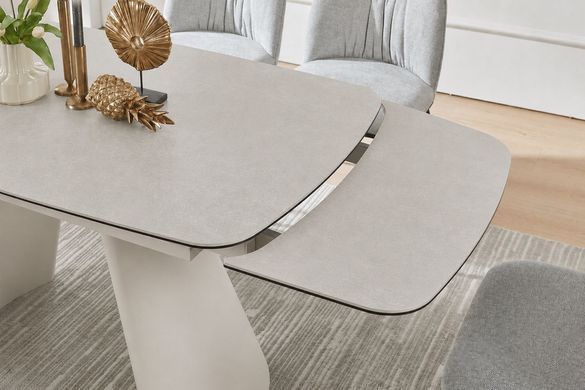 Стіл BROOKLYN CERAMIC Intarsio 140(200)*80 сірий мат/кашемір фотографія