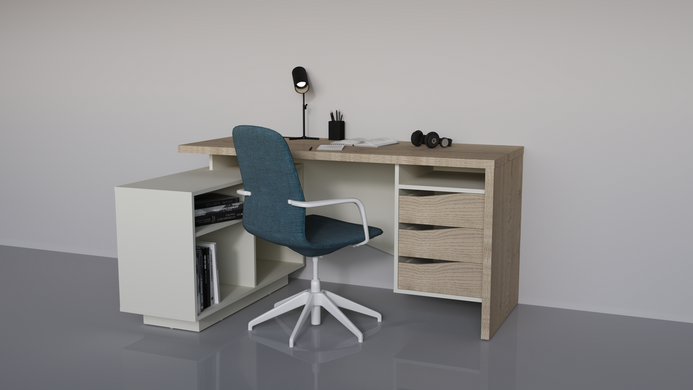 Стіл письмовий CONNECT 3 L SK Intarsio 1575*786 дуб кремона котта/стоун бейж фотографія