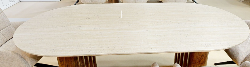 Стіл MEBEL ELITE DARIO 200х76 Травертин/Горіх фотографія